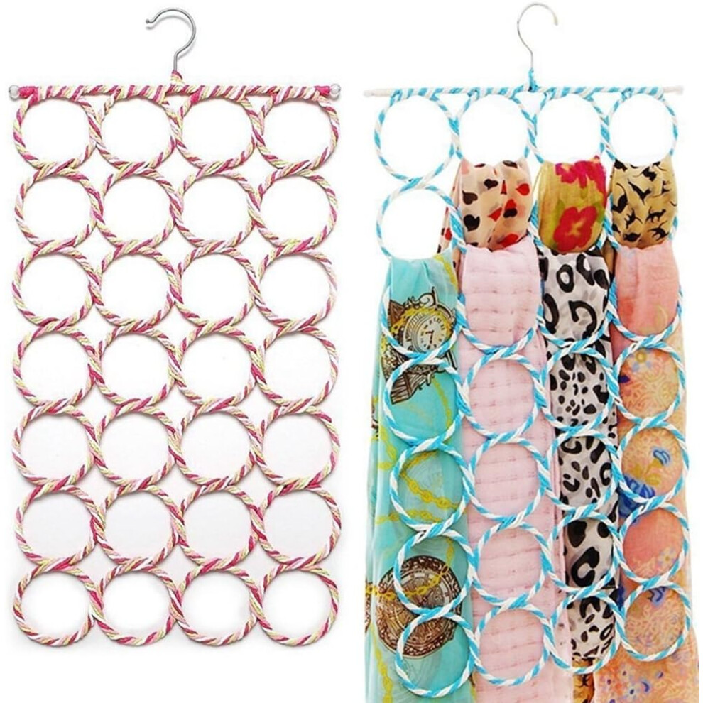 Scarf Hanger Holder, Multifunctional Hanging Rack for Closet Organization, 28 Storage Compartments Space Saving Scarf Organizer with Smooth Edges,