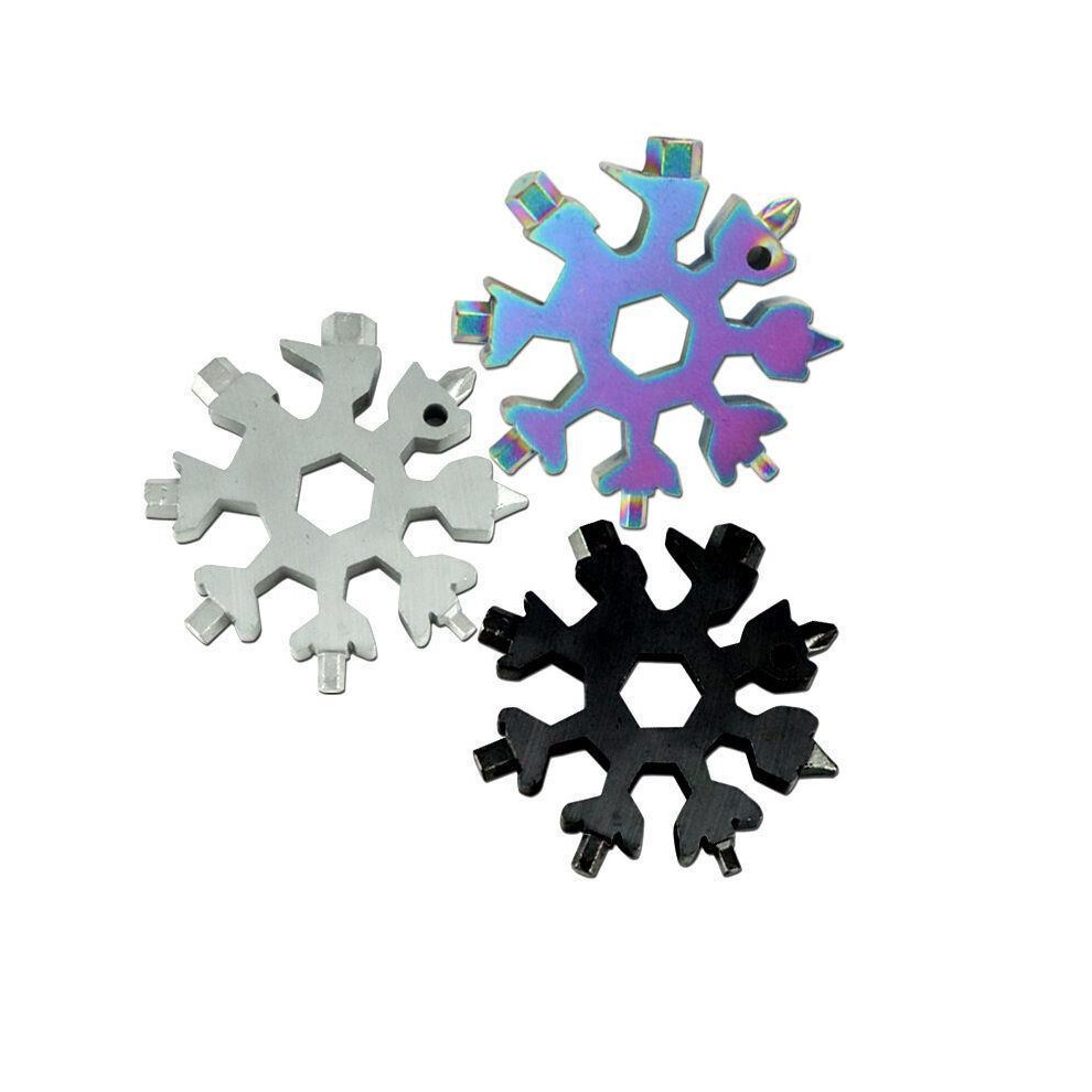 Snowflake Multi Tool For Outdoor Enthusiasts, Stainless Steel Construction 18 In 1 Multifunctional Keychain Tool With Bottle Opener And Screwdriver 9340959467266