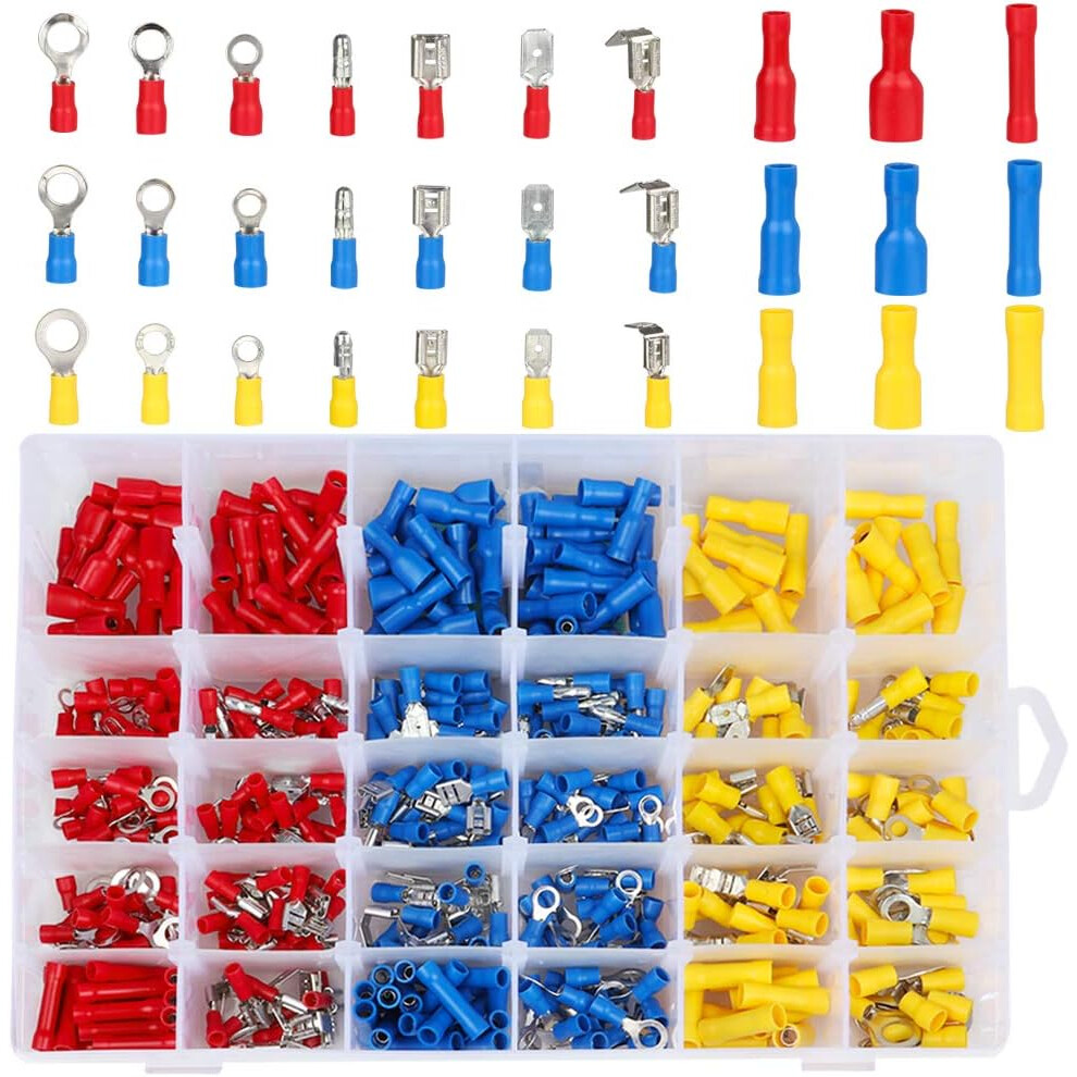 Durable Copper Construction Terminal Kit, Insulated Wire Connectors Plastic Storage Box With Corrosion Resistant Terminals For Automotive Industrial 9433291725054