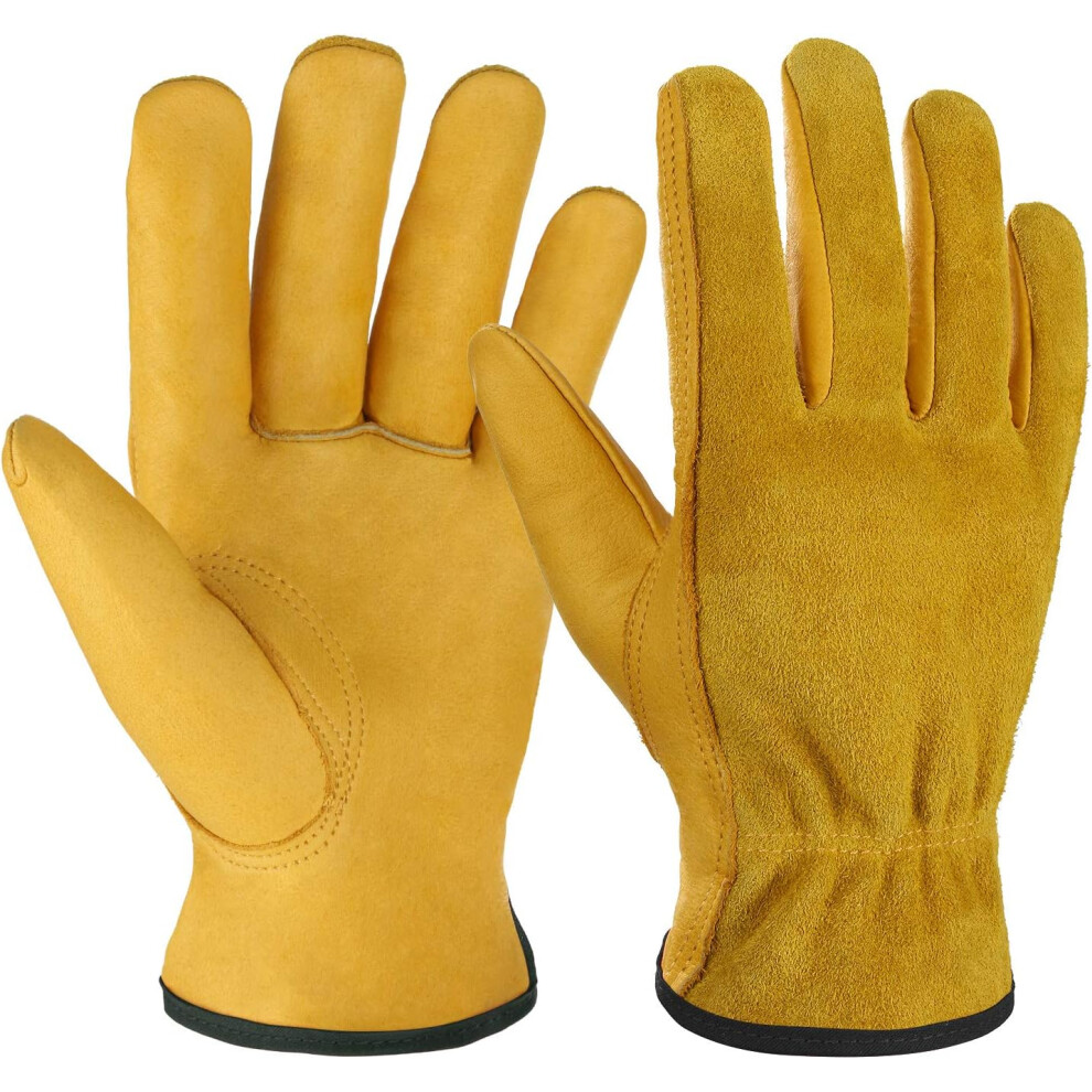 Cowhide Champions, Reinforced Work Gloves With Adjustable Wrist, Ideal For Construction, Gardening & More 9441426933144