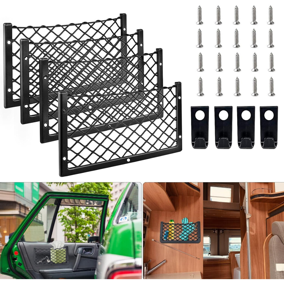 Car Cargo Net For Trunk, Trunk Cargo Storage Net Stretchable With Hooks And Screws, Adjustable Elastic Storage Net Heavy-Duty Polyester Nylon Mesh, 9448196712771