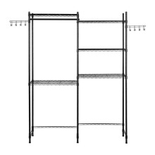 Étagère de Rangement-Duoku-pour Lave-Linge et Sèche-Linge à 5 Niveaux-Etendoir à Linge avec Tringle et Crochets-Gain de Place-Noir