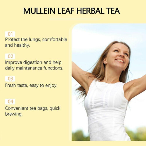 (1pack)Mullein Leaf Tea Bags Herbal Lung Cleansing Breathing Cough Relieve Tea 2