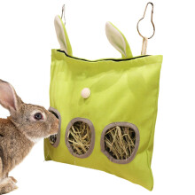 Rabbit Hay Feeder, Hay Feeder Hanging Rabbit Feeding Bag Washable Hay Dispenser, Adorable Slow Feeder Bag for Small Pets