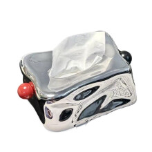 Pocket tissue box cover, napkin holder, decorative sphere, square, ceramic, for nightstand, countertop, coffee table in the living room (silver)