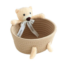 Portable Handmade Storage Container with Bear-khaki bear small