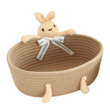 Adorable Cotton Rope Hand Knitted Storage-khaki rabbit large