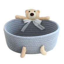 Woven Organizers Box for Blankets Clothes Toy-gray bear large