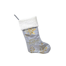 Embroidered Christmas Stocking With Festival-D type silver gray