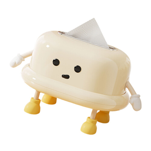 Spring Structure Tissue Box Cover-cream white Standing posture