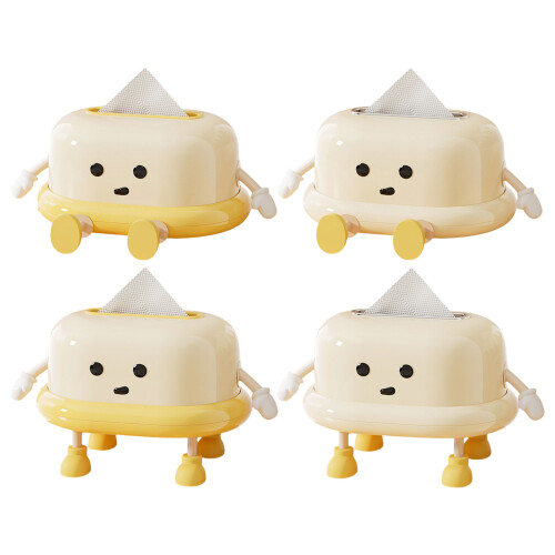 Spring Structure Tissue Box Cover-cream white Standing posture 1