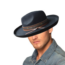 Chapeau Trilby de Style français, chapeau Fedoras en PU-Noir