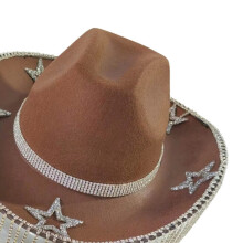 Chapeau de Cowboy scintillant avec strass, chapeau de-brun