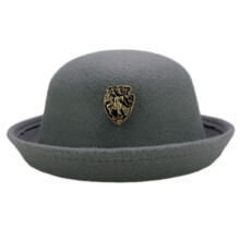 Chapeau en laine victorien, chapeau melon, Badge, pour-Gris M