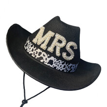 Chapeau de mariée fait à la main, perles de strass-NoirMRS
