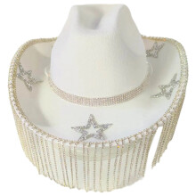 Strass Fedoras chapeau carnavals fête Cowboy chapeau-Blanc
