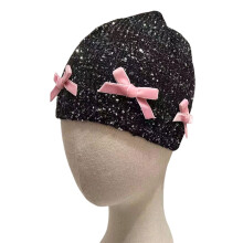 Chapeau décoré d'arcs étincelants, chapeau de-noeud rose noir