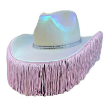 Chapeaux de cowboy avec franges colorées pour adultes et-Rose