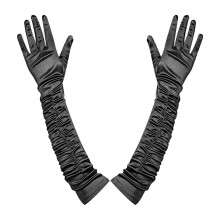 Gants longs en tissu pour femmes, 45.0cm de Long, pour fête-Noir