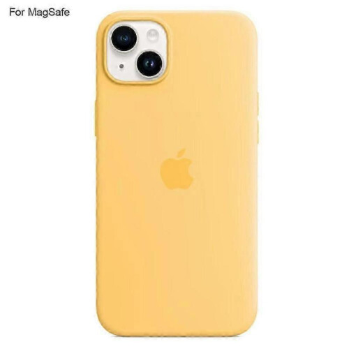 (Multicolor,Yellow)For iPhone 14 MagSafe Liquid Silicone Phone Back Cover with Induction Popover Design