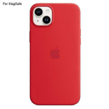 (Multicolor, Red) For iPhone 14 MagSafe Liquid Silicone Phone Back Cover with Induction Popover Design
