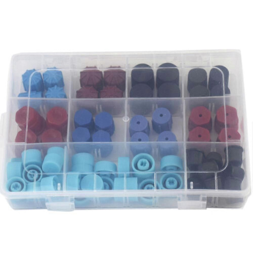 Car Auto R134A AC System Valve Core Dust Caps Set, 77Pcs, Air Seal