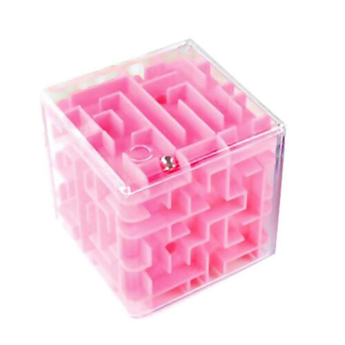 (Pink) 3D Maze Cube Labyrinth Rolling Twist Toy for Intellectual Challenge Puzzle Game