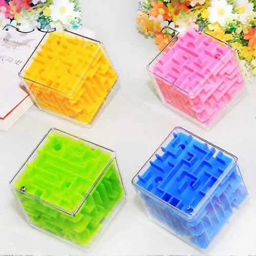 (Pink) 3D Maze Cube Labyrinth Rolling Twist Toy for Intellectual Challenge Puzzle Game 2