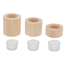 Tea Light Holder Romantic Atmosphere Decoration Wooden Candleholder Votive Candle Holders Durable Wooden Construction Natural Wood Materials For