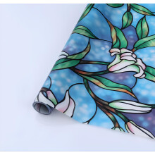 Stained Glass Pattern Window Film, Reusable For Home Office, Easy Installation Non Adhesive, Customizable Glue-Free, Blocks Up To 96% UV Rays
