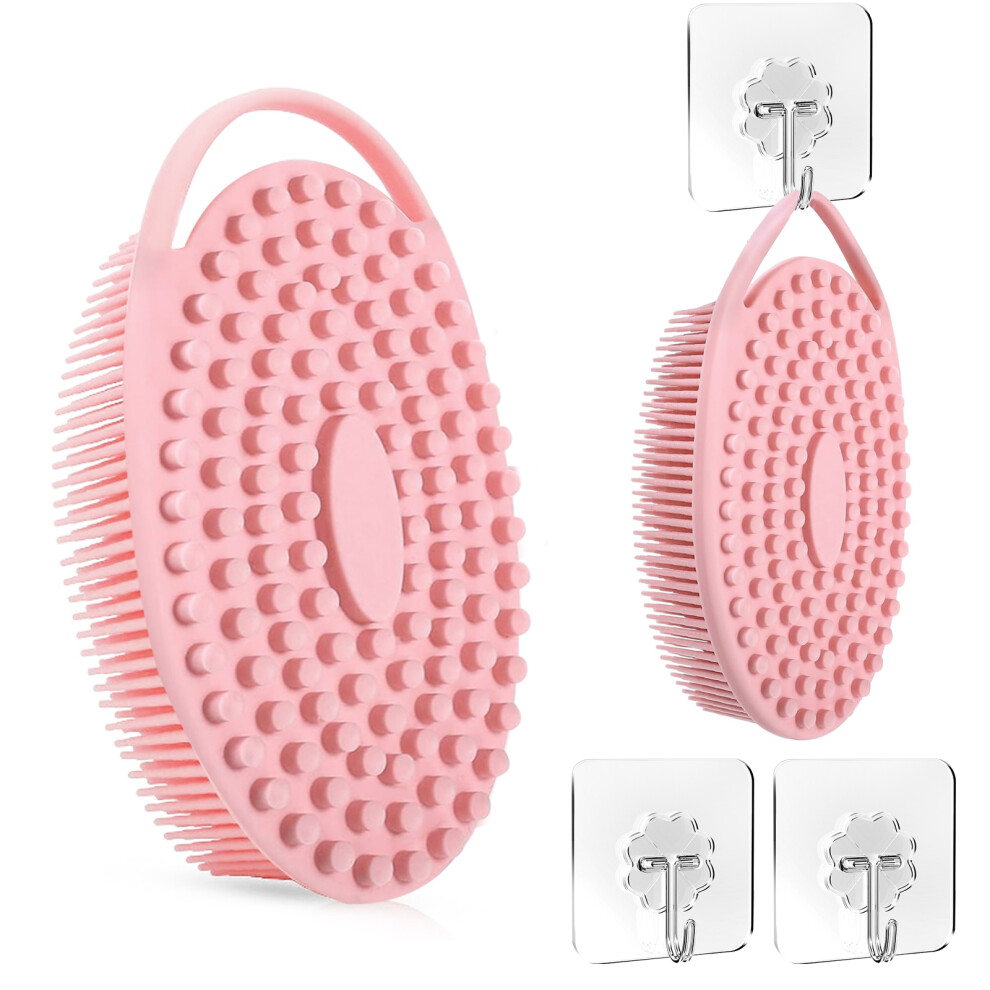 Massage Scalp Shower Tool, Easy to Clean Silicone Body Scrubber with Exfoliate Wet Or Dry Feature, 2 In 1 Silicone Body Scrubber for Deep Cleaning & B