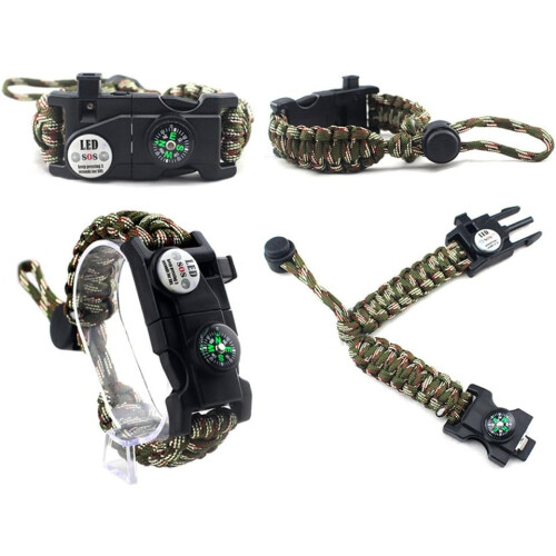 Αδιάβροχο βραχιόλι SOS Light Survival Paracord, σχοινί αλεξίπτωτου στρατιωτικής ποιότητας 550, 2