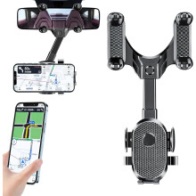 Suport telefon pentru oglinda retrovizoare, compatibilitate universală pentru o conducere în siguranță, suport auto retractabil cu design rotativ
