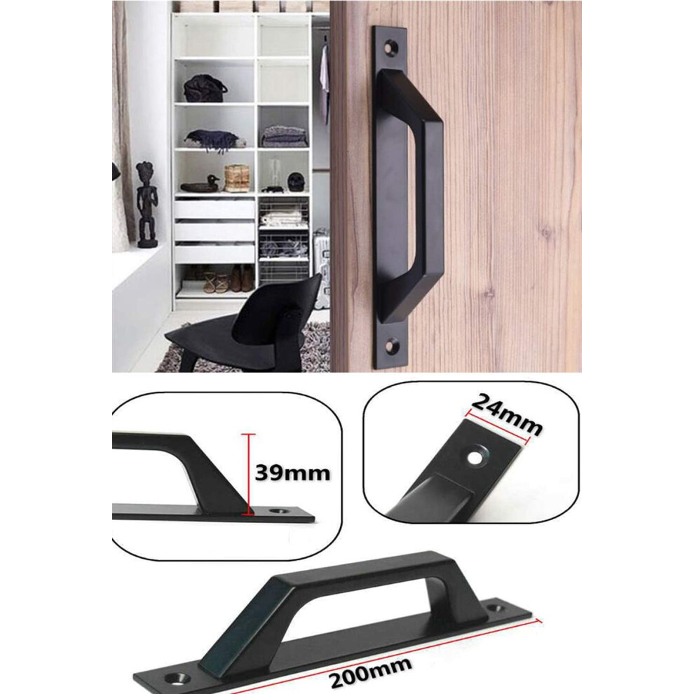 Sliding Door Handle With Matte Black Finish, Sliding Barn Door Handle Wood Gate Door Pull Antique Two Part Design Rust And Fingerprint Resistance 9128293448604