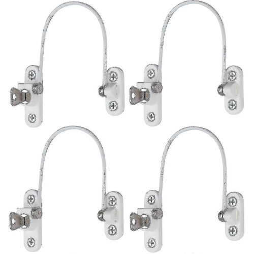 (White) 4 Pcs Window Restrictor Locks for Baby Security and Home Office Safety 1