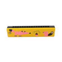 4 Pieces Wooden Harmonica for Double Row, Educational Musical Instrument for Boys, Enhances Creativity and Motor Skills, Random Pattern