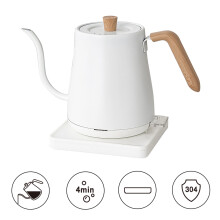 Electric Kettle 220V White Wood Grain Quick Heating & Precise Temp Control