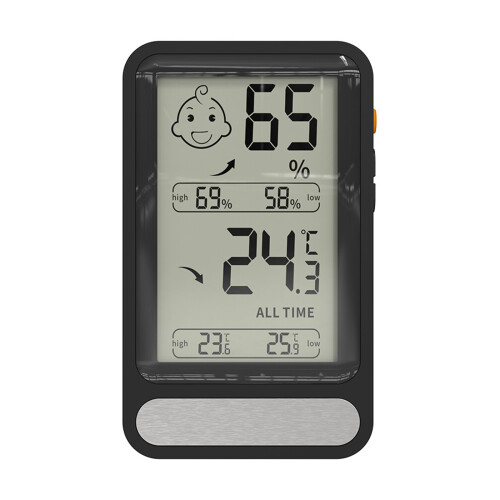 Small Indoor Hygrometer Thermometers Backlit Display High-Black