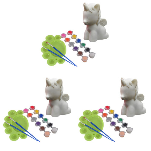 3-tlg. Einhorn- Kunststoff 20 cm, DIY, 12 Farben 1