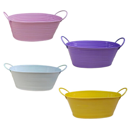 Rust Resistant Metal Plant Pot Bucket Container For-Purple 1