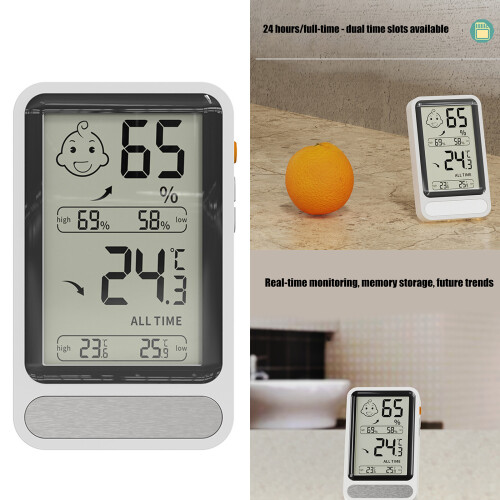 Small Indoor Hygrometer Thermometers Backlit Display High-Black 1