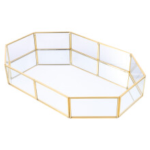 1Stk Goldenes Schmuckorganizer Tablett Metall Edle