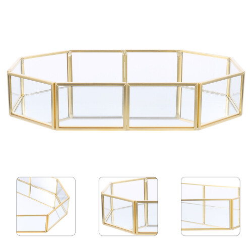 1Stk Goldenes Schmuckorganizer Tablett Metall Edle 2