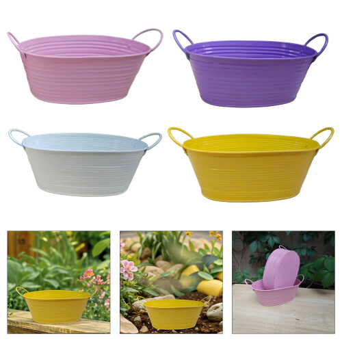 Rust Resistant Metal Plant Pot Bucket Container For-Purple 2