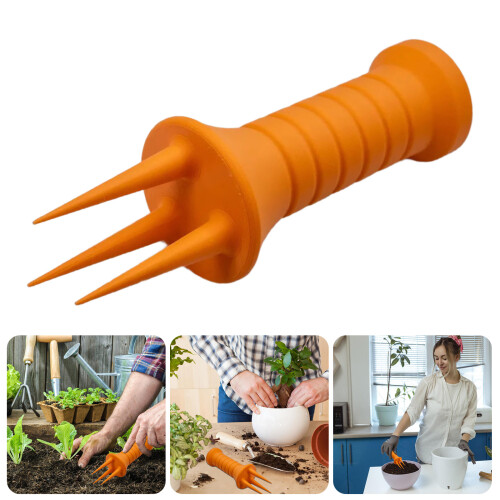 Plant Digging Fork Manual Cultivator-Green 3.3cmx3.3cmx10cm 2