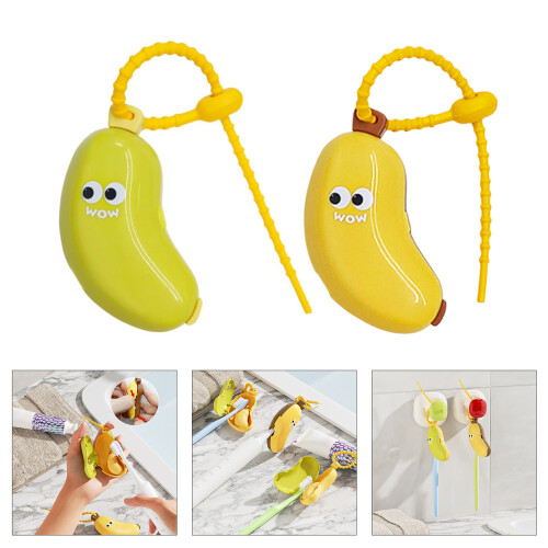 Plastic Banana Shape Toothbrush Head Storage Case Cute-Yellow 2