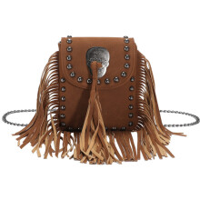 vintage umhängetasche mit fransen & quaste, schultertasche für frauen