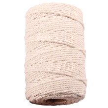 Macrame Cord for Hand-Knitted Macrame Decor, Natural Cotton Cord 4 Strand Twisted Macrame Twine Soft and Sturdy 3mm Cotton Rope for DIY Wall Hanging P