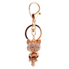 Porte-clés chat porte-bonheur, anneau résistant, orné de cristaux scintillants, construction en alliage antirouille, accessoire de mode tendance