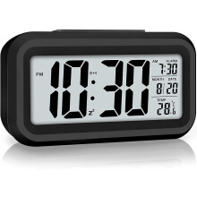 Snooze-funktionsklocka, spegelväckarklocka med temperaturdisplay, för barns och vuxnas sovrumsinredning (Supports2Alarms)
